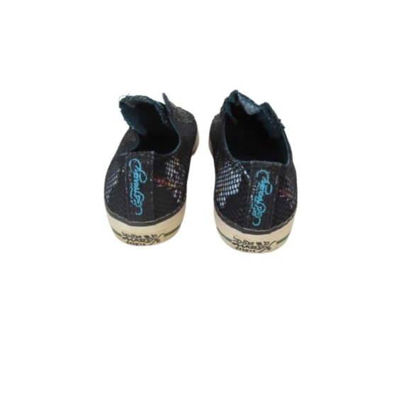 Y2K Don-Ed Hardy Black Lace less Fishnet/Mesh Skull Sneakers Size 10 - Picture 7 of 9